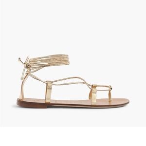 J. Crew Gold Metallic Leather Lace Up Ankle Wrap Gladiator Sandals 8